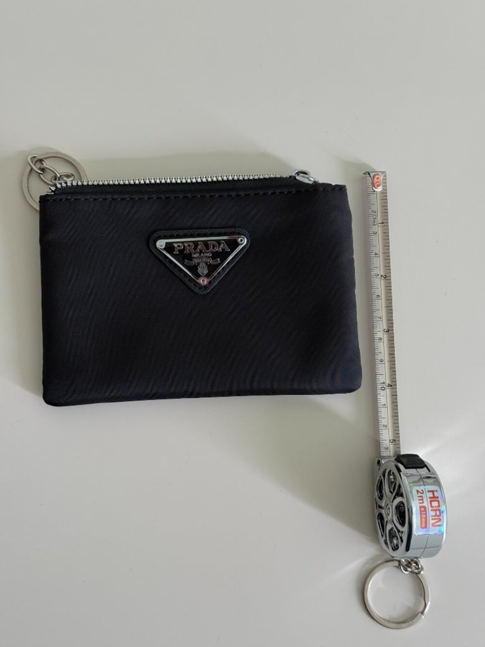Prada Re-Nylon Zip Card Holder Key Pouch Black Silver Hardware - Picture 10 of 10